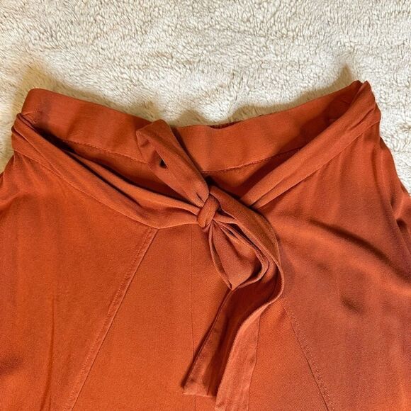 Pull & Bear tie front rust orange palazzo pants - Picture 2 of 6